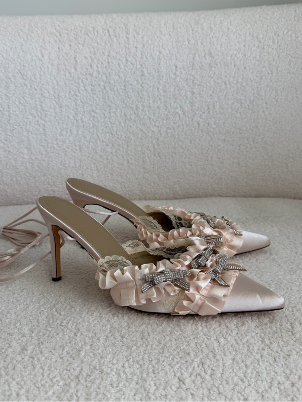 Satin Ruffle Rhinestone Pump - Picture 2 of 5